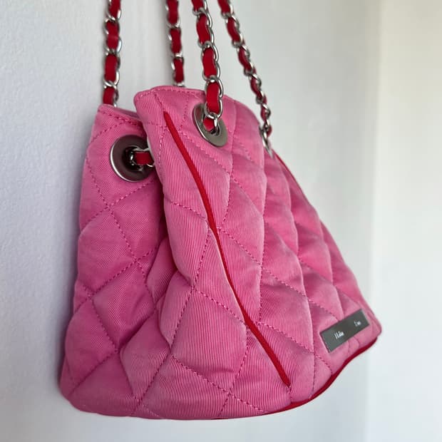 마뗑킴 퀼팅 미니백 핑크/레드