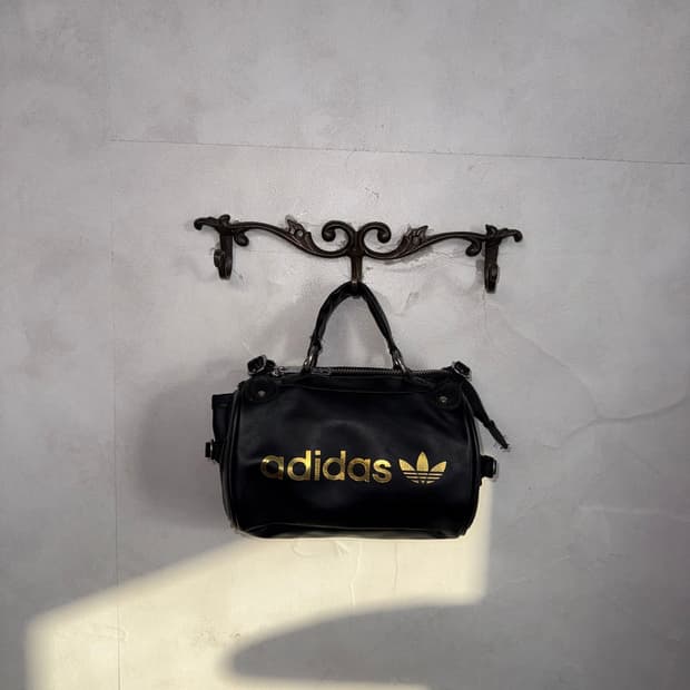 Adidas black gold buckle mini boston bag