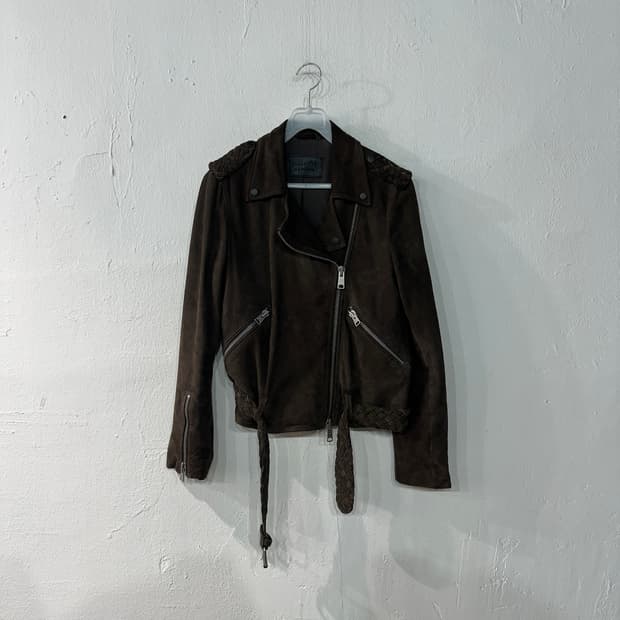 올세인츠 염소가죽 스웨이드 라이더 자켓 여성S