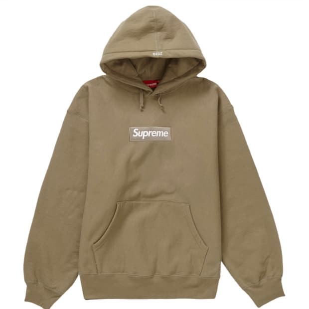 슈프림 박스로고 후드 스웨트셔츠 다크 샌드 L