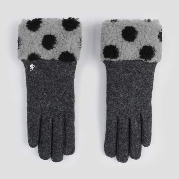 새상품, 택포) 에이레브 폴카 도트 모직 울 장갑 (그레이)