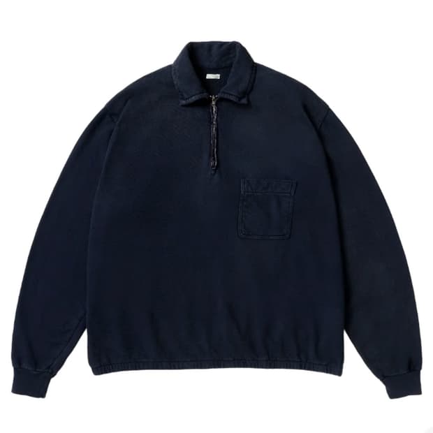 [3] 아프레쎄 빈티지 라이트 웨이트 하프 집 스웨트셔츠 네이비 - 26