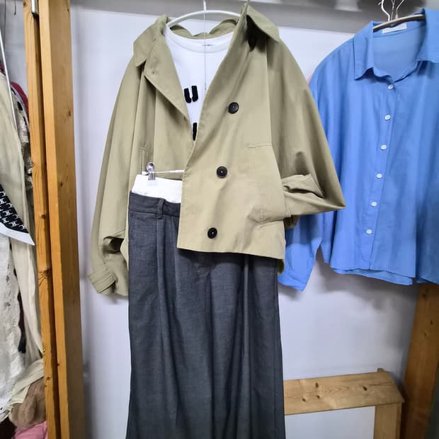 자라 벌룬 후드 숏 트렌치