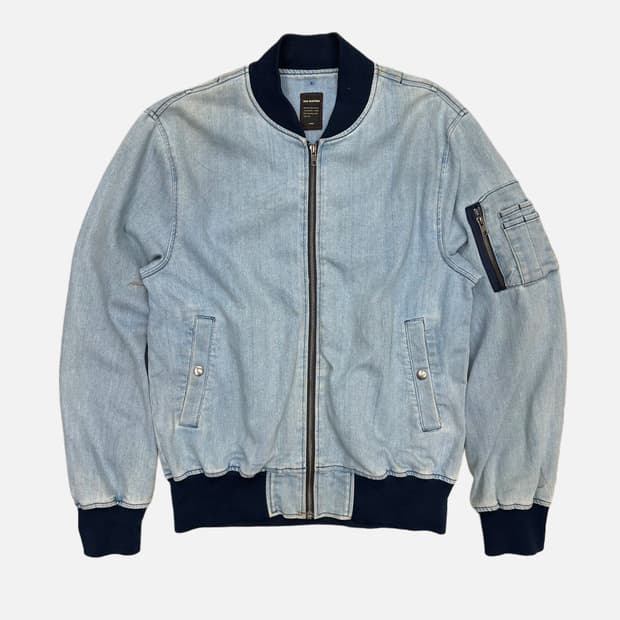 washed denim bomber jacket