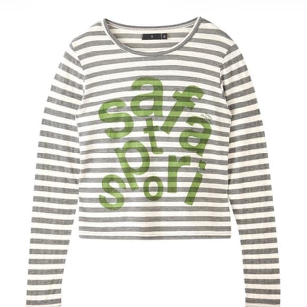 Ticketing Stripe Border Tee 1/2 Grey