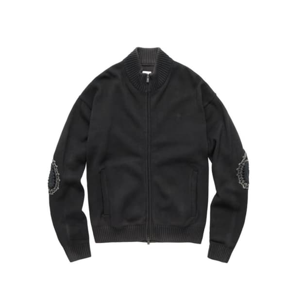 [3] 폴리테루 트랙 니트 집업 차콜