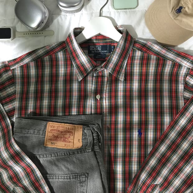 (MAN) 폴로랄프로렌 체크셔츠 XL 