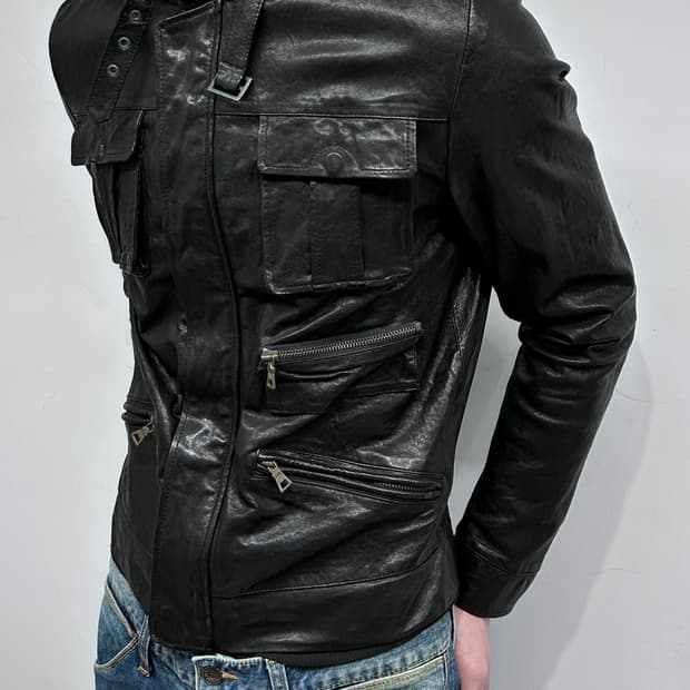 멀티 포켓 이탈리안 램스킨 레더 자켓
