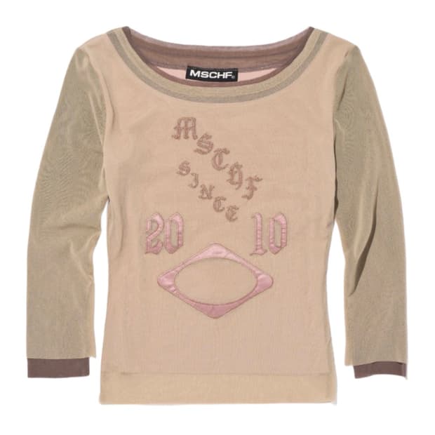 미스치프 보트넥 메쉬탑 베이지 M