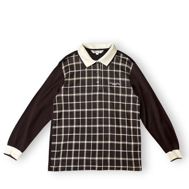 크리스찬디올스포츠 브라운 체크 패턴 카라니트 95