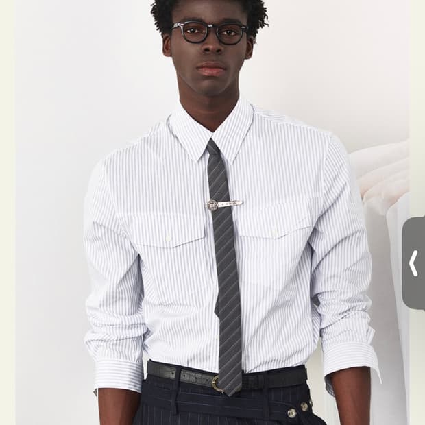 웨이비니스 Pristine Wool Slim Tie - Grey Stri