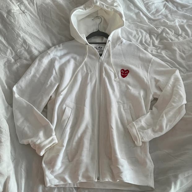 꼼데가르송 더블하트 후드집업 화이트 정품