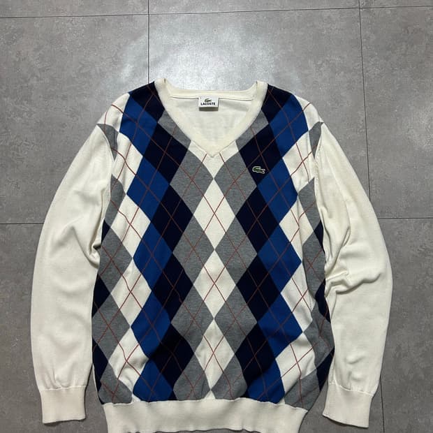 라코스테 아가일 빈티지 코튼 니트  105size  
