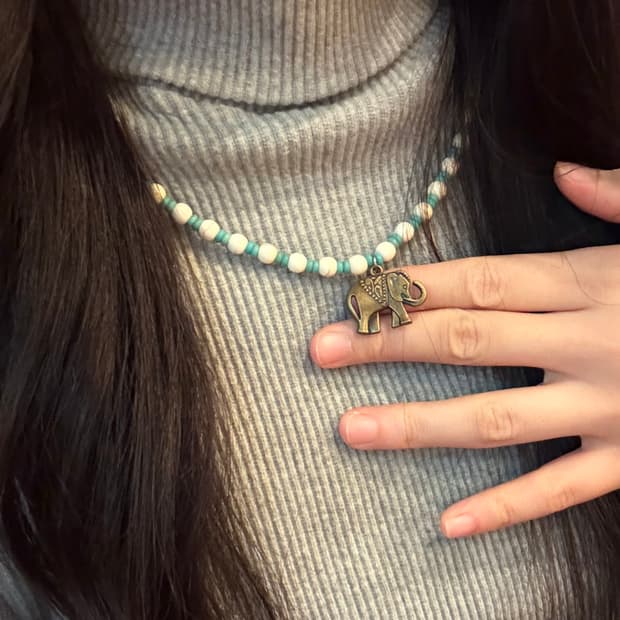 [핸드메이드] 코끼리 비즈목걸이