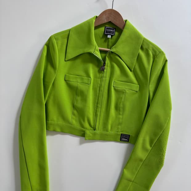 Versace 베르사체 라임 컬러 크롭 자켓