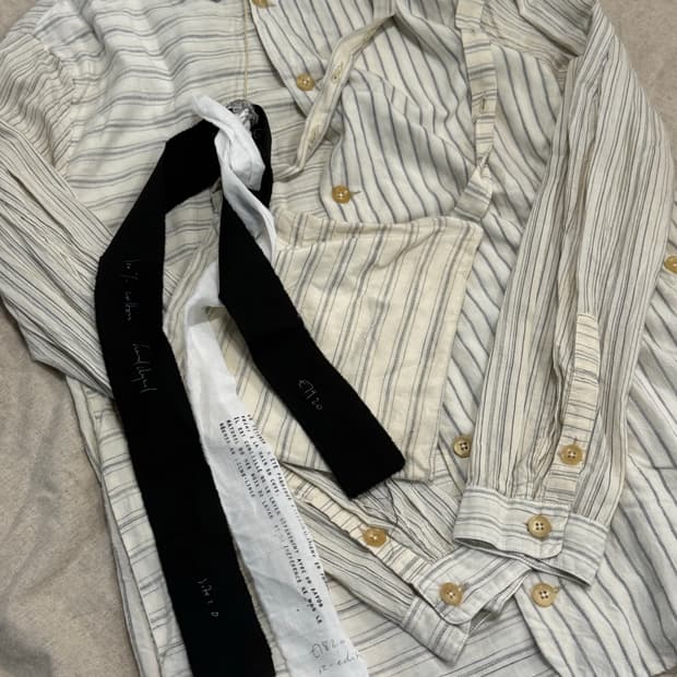 Atelier Suppan 핸드다이드 믹스드 스트라이프 백 어태치드 셔츠