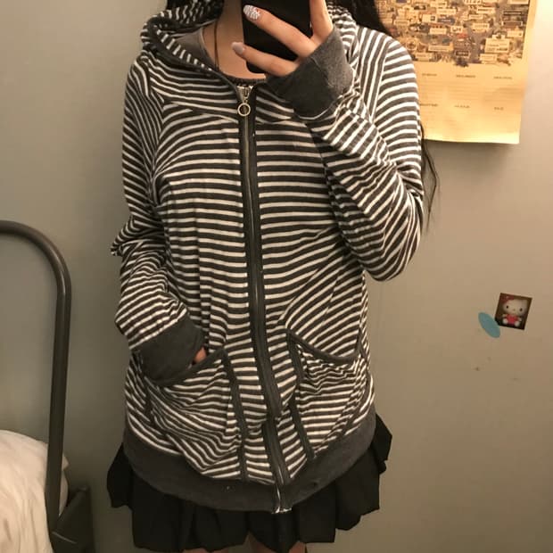 Vintage 고스펑크 스트라이프 후드집업