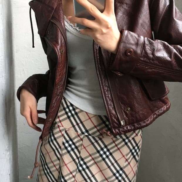 Beams boy 빔즈보이 레드브라운 후디드 소가죽 레더자켓 