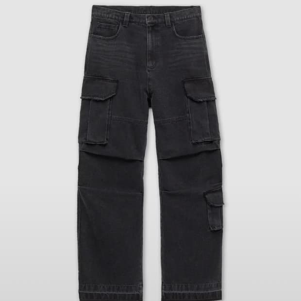 [L] COOR 컷 오프 멀티 카고 데님 팬츠 (블랙)