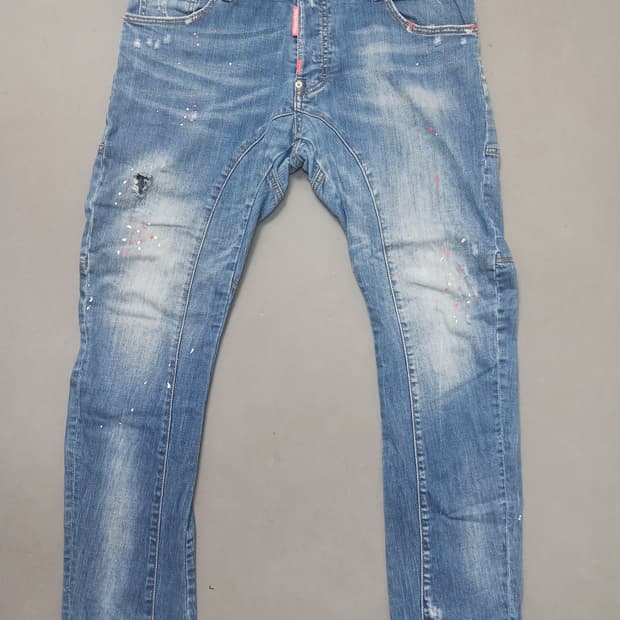 [34] 디스퀘어드2 네온페인팅 타이디 바이커진 청바지