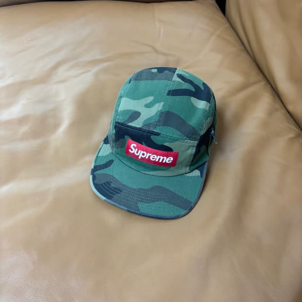 슈프림 캠프캡 모자 박스로고 밀리터리 카고 우드랜드 카모