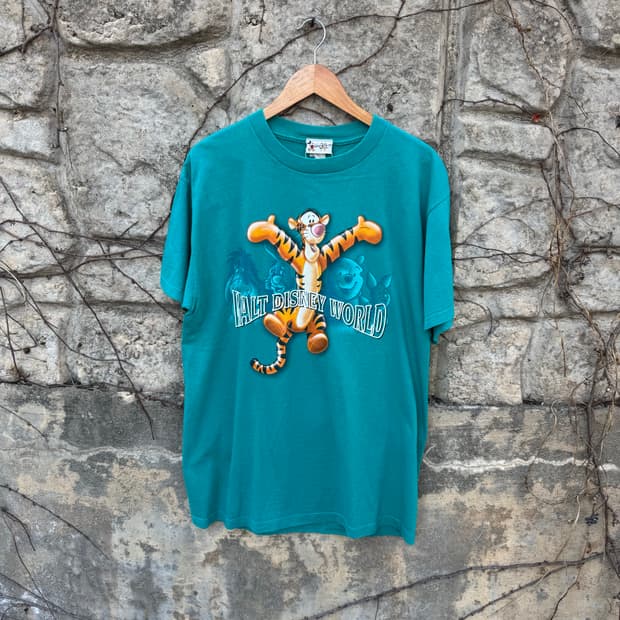 90s 디즈니 빈티지 티거 프린팅 반팔 티셔츠 L