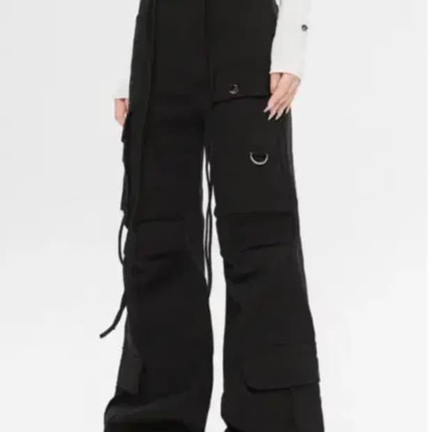 로우라이즈 포켓 카고 팬츠 블랙 y2k 하이웨스트 빈티지 펑크 세미부츠컷