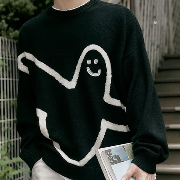 마크곤잘레스 유령 로고 오버핏 니트