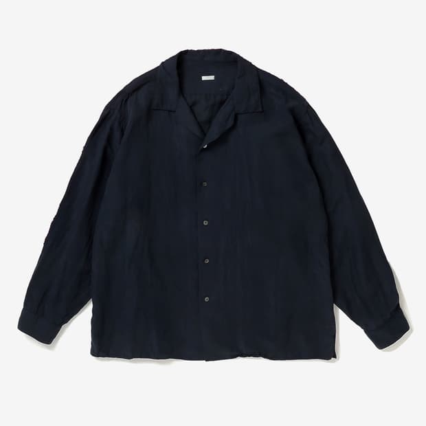 [2] 아프레쎄 빈티지 실크 린넨 오픈카라 셔츠 네이비