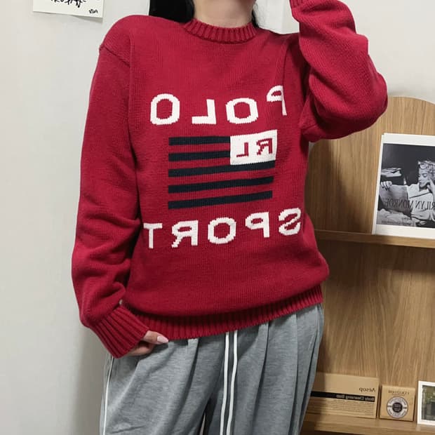 [정품] 폴로 스포츠 레드 빅로고 라운드 니트 [ L ]