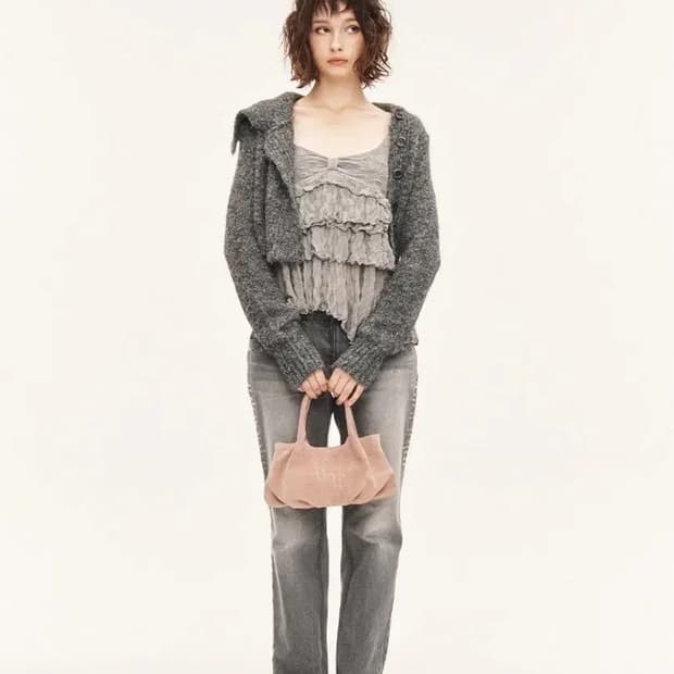 쓰리타임즈 아몬드 가디건 그레이 S