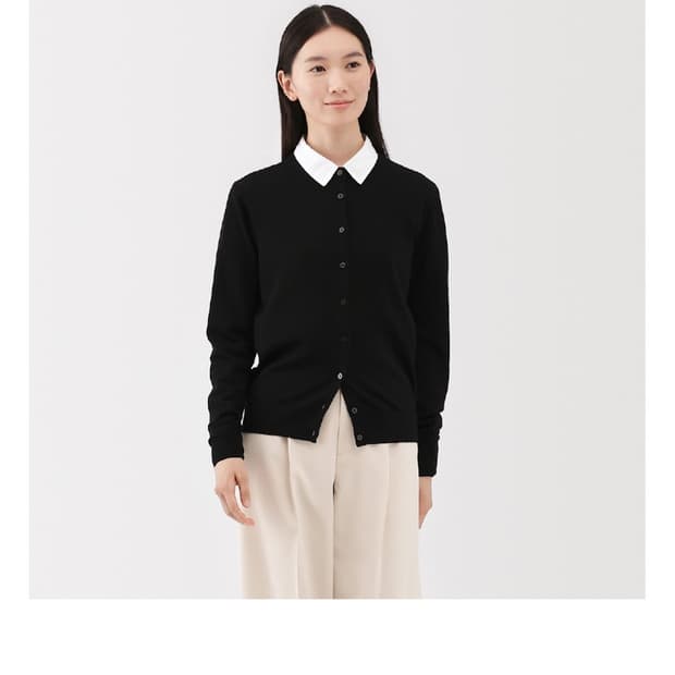 무인양품 워셔블 울 하이 게이지 크루넥 가디건