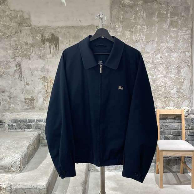 버버리 다크 네이비 기마로고 코튼 블루종