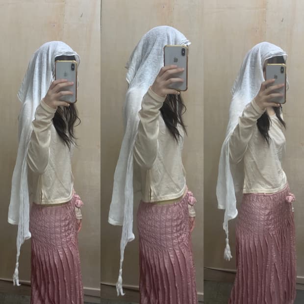 [직수입] 빈티지 리넨 스카프