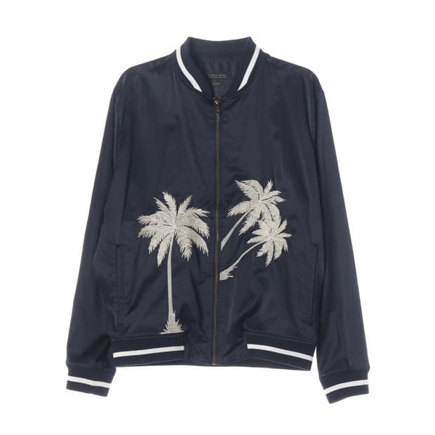 자라 맨 팜트리 야자수 자수 사틴 봄버 자켓 XL
