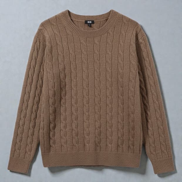 105)유니클로 꽈배기 케이블 니트 스웨터 브라운
