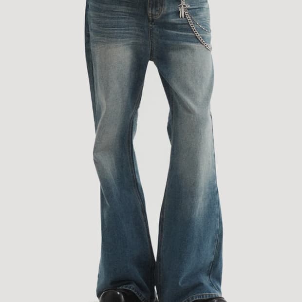 Dnsr 플레어 데님 팬츠 진청