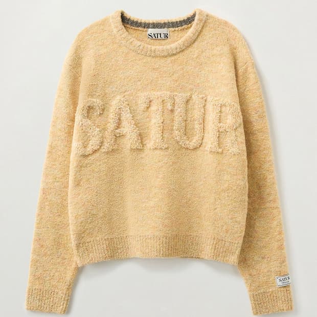  SATUR Fleece Crew Neck Knit Yellow S