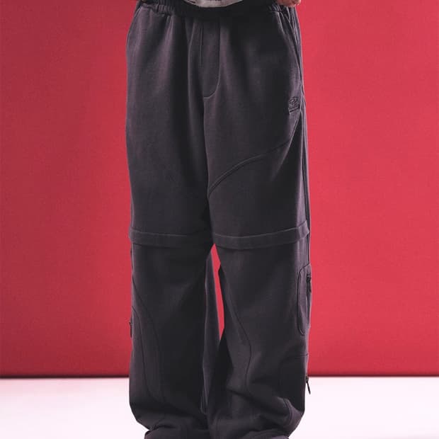 트래블 커브드 라인 카고 스웨트 팬츠 차콜