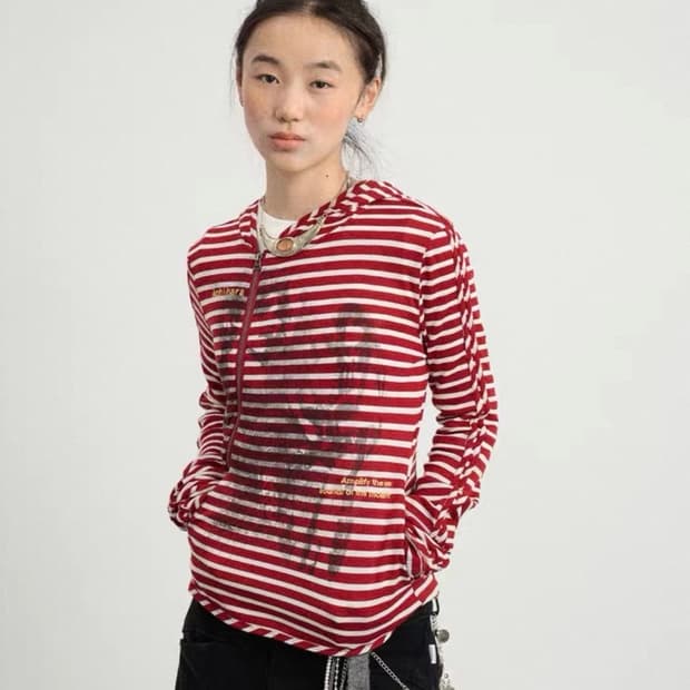 Achihara 후디 가디건 레드