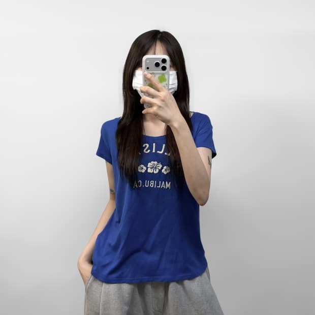 홀리스터 아치 로고 반팔티 블루