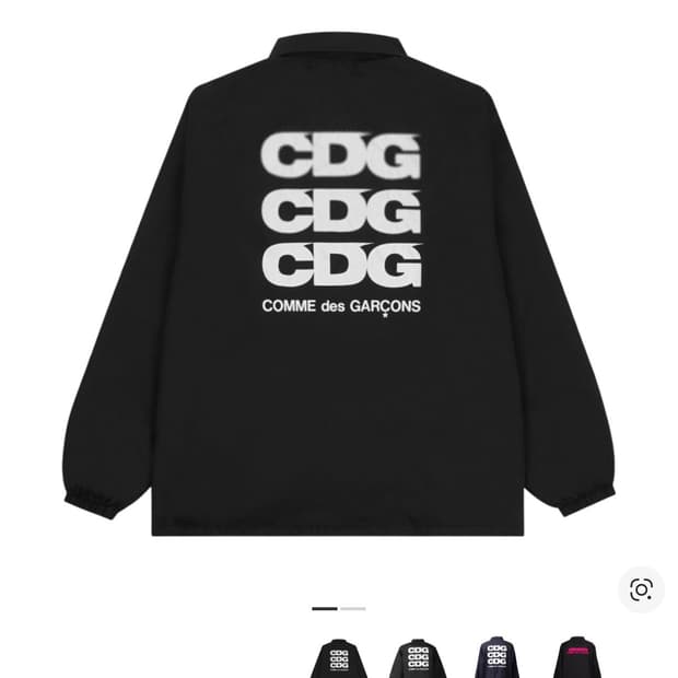 CDG 로고 코치 자켓 블랙