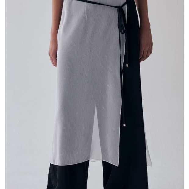 새상품,트밍 가방 서비스) 트리밍버드 시스루 스트랩 랩 팬츠-화이트