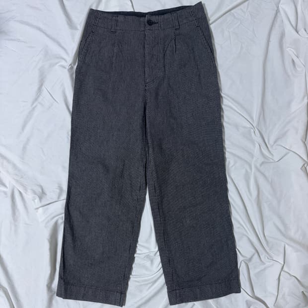 마가렛호웰 mhl신치백 핀 스트라이프 코튼 린넨 팬츠 워크웨어 밀리터리