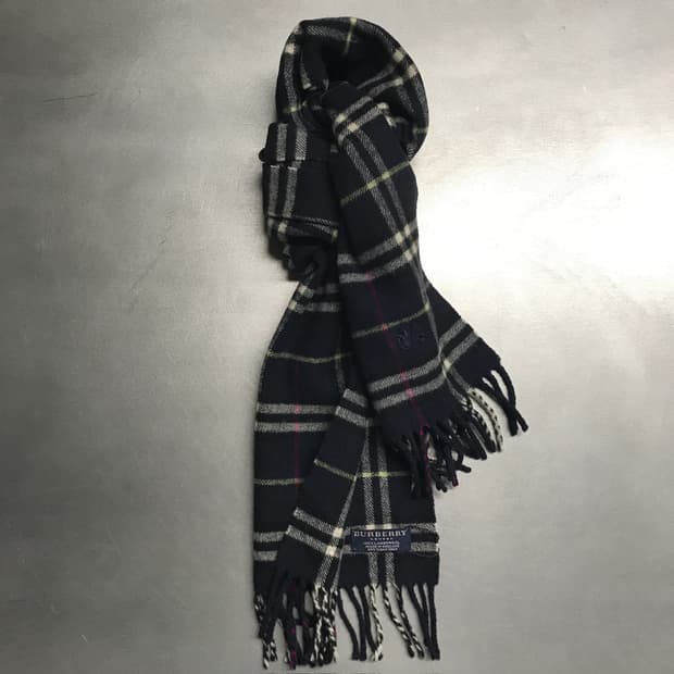 버버리 정품 램스울 머플러 네이비