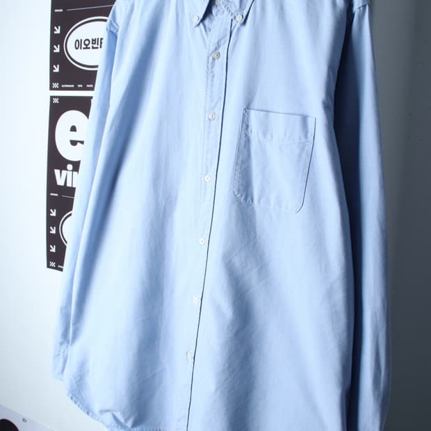 (2XL) 유니클로 셔츠 남방 빅사이즈 옥스포드 연블루 무지-H33613
