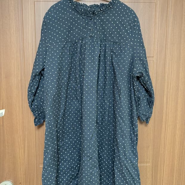 모리걸 하구미 일본 빈티지 네이비 블랙 도트 프릴 블라우스 원피스