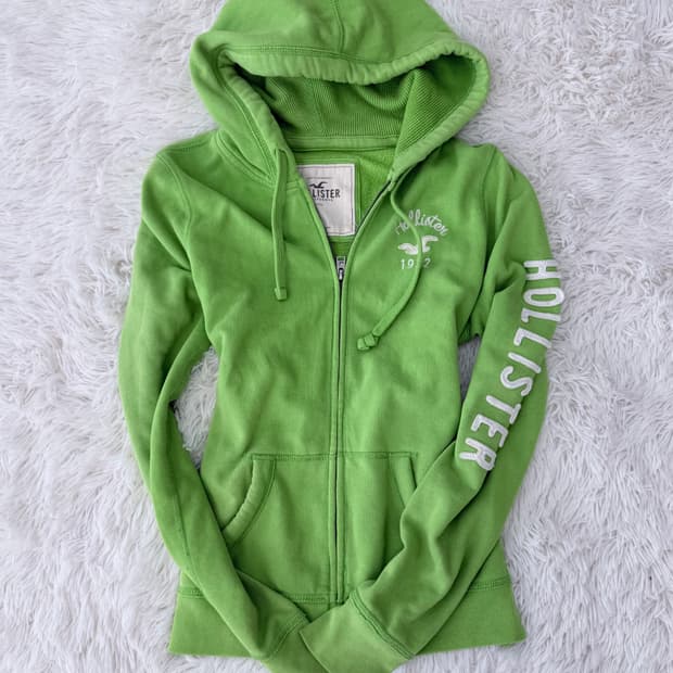 홀리스터 Y2K 네온 라임 후드 집업