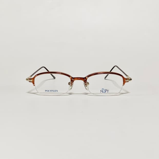 983 데드스탁 빈티지 안경테 반무테 레트로 하프림 클리어 브라운