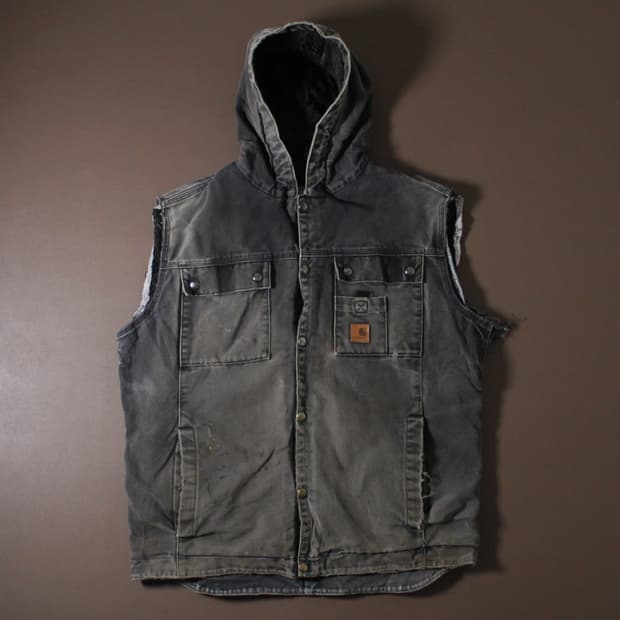 00's Carhartt 칼하트 J284 샌드스톤 덕 셰르파 후드 베스트